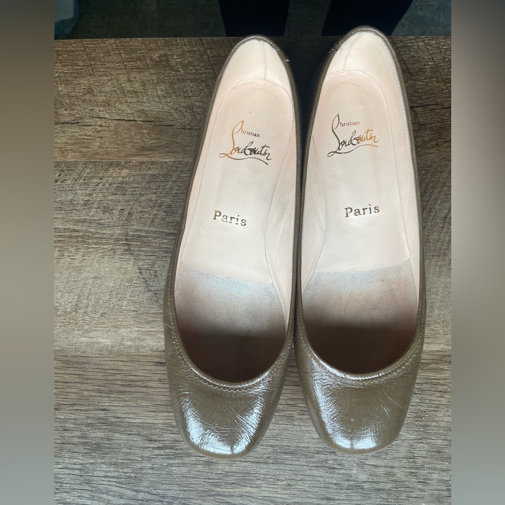 Christian Louboutin Olive Green Flat Shoes